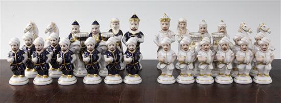A 20th century Royal Dux porcelain figural chess set,